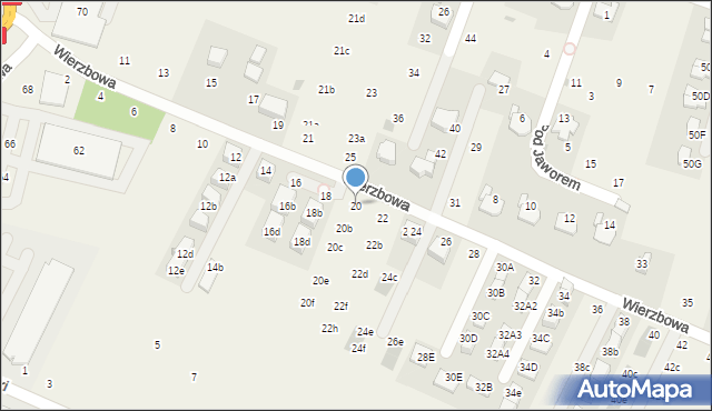 Modlnica, Wierzbowa, 20, mapa Modlnica