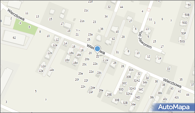 Modlnica, Wierzbowa, 22, mapa Modlnica