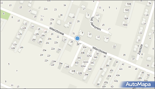 Modlnica, Wierzbowa, 28, mapa Modlnica