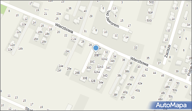 Modlnica, Wierzbowa, 30B, mapa Modlnica