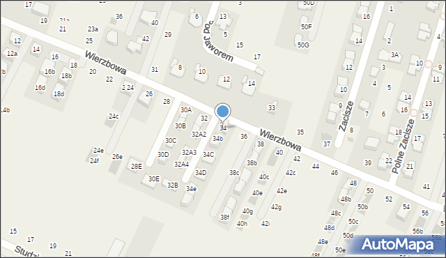 Modlnica, Wierzbowa, 34, mapa Modlnica