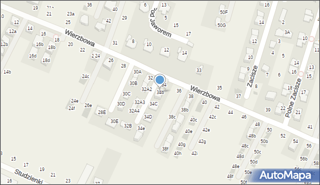 Modlnica, Wierzbowa, 34b, mapa Modlnica