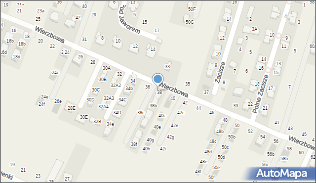 Modlnica, Wierzbowa, 38a, mapa Modlnica