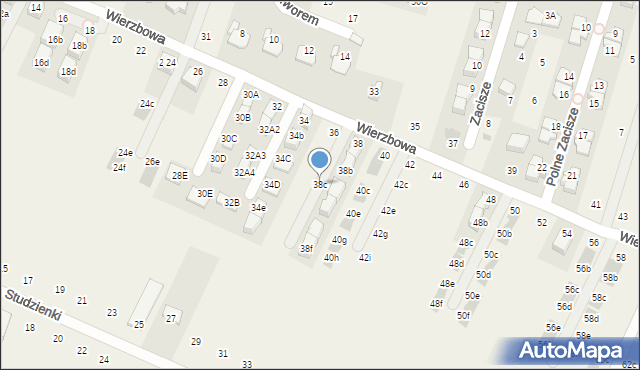 Modlnica, Wierzbowa, 38c, mapa Modlnica