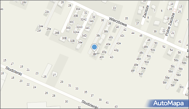 Modlnica, Wierzbowa, 38f, mapa Modlnica