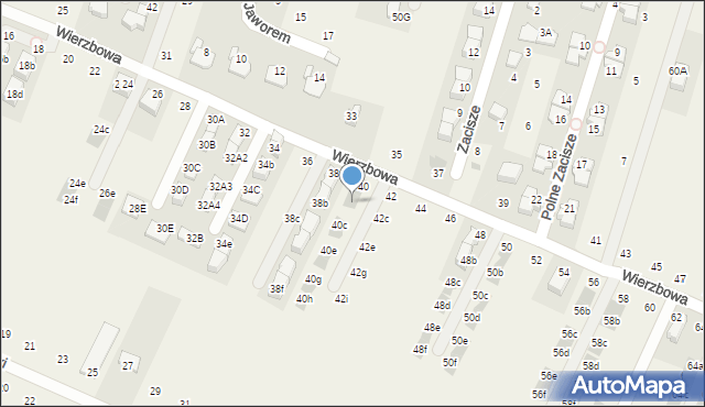 Modlnica, Wierzbowa, 40b, mapa Modlnica