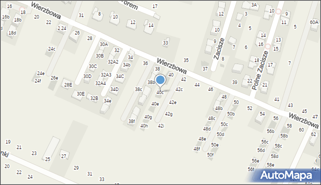 Modlnica, Wierzbowa, 40c, mapa Modlnica