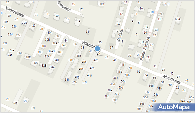 Modlnica, Wierzbowa, 42b, mapa Modlnica