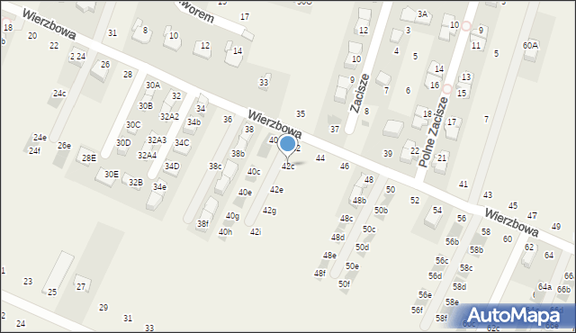 Modlnica, Wierzbowa, 42c, mapa Modlnica
