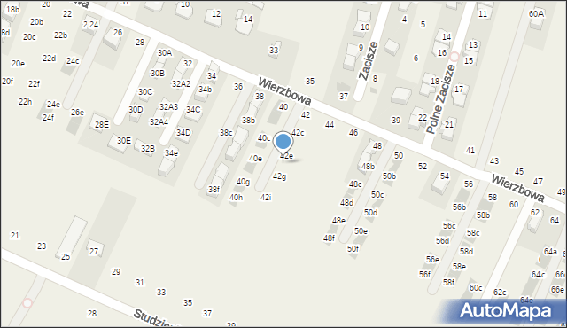 Modlnica, Wierzbowa, 42f, mapa Modlnica