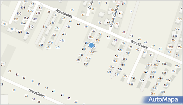 Modlnica, Wierzbowa, 50d, mapa Modlnica