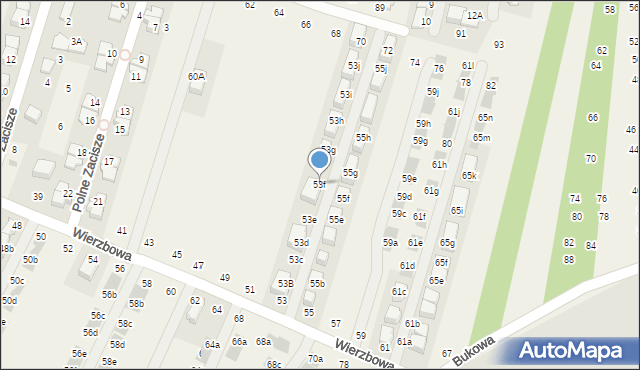 Modlnica, Wierzbowa, 53f, mapa Modlnica