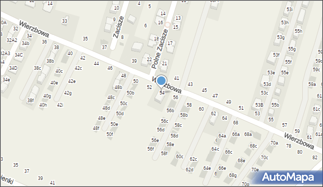 Modlnica, Wierzbowa, 54, mapa Modlnica