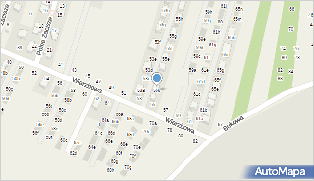 Modlnica, Wierzbowa, 55b, mapa Modlnica