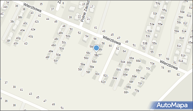 Modlnica, Wierzbowa, 58c, mapa Modlnica