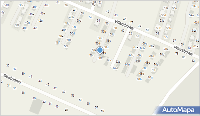 Modlnica, Wierzbowa, 58f, mapa Modlnica