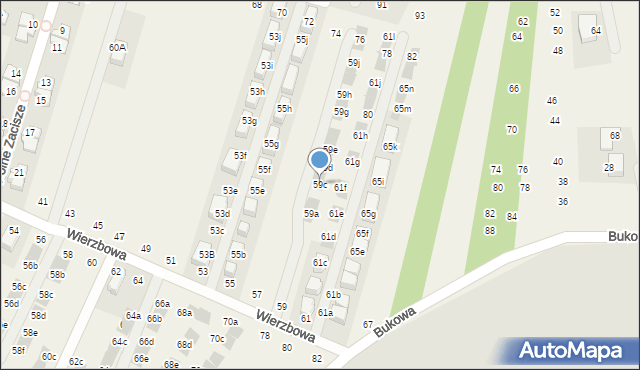 Modlnica, Wierzbowa, 59c, mapa Modlnica