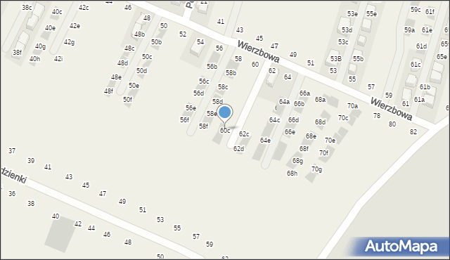 Modlnica, Wierzbowa, 60c, mapa Modlnica