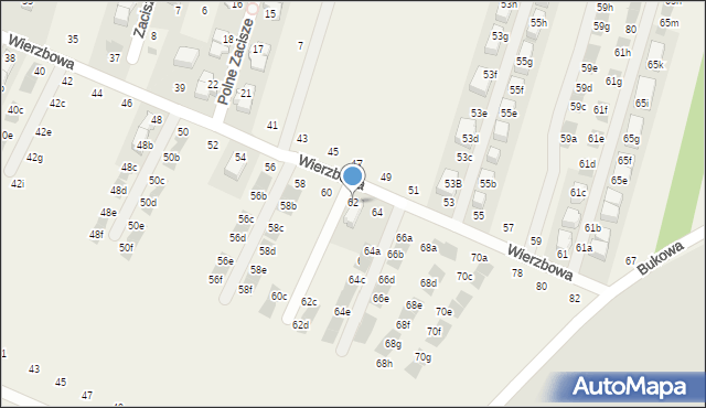 Modlnica, Wierzbowa, 62, mapa Modlnica