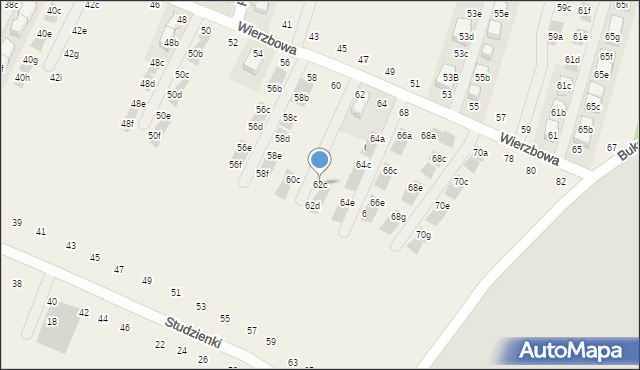 Modlnica, Wierzbowa, 62c, mapa Modlnica