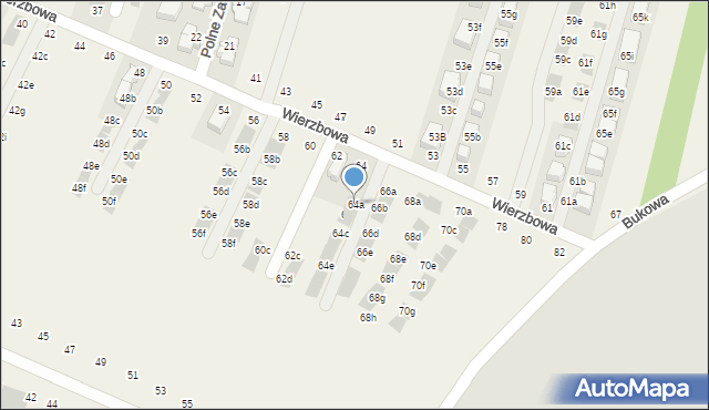Modlnica, Wierzbowa, 64a, mapa Modlnica