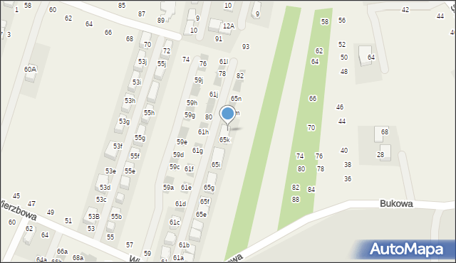 Modlnica, Wierzbowa, 65l, mapa Modlnica