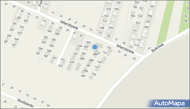 Modlnica, Wierzbowa, 68d, mapa Modlnica