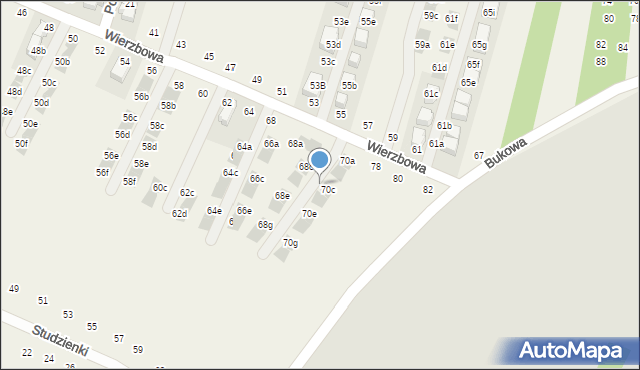 Modlnica, Wierzbowa, 70d, mapa Modlnica