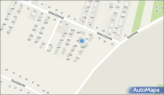 Modlnica, Wierzbowa, 70e, mapa Modlnica