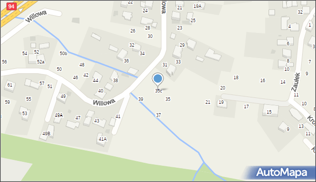 Modlniczka, Willowa, 35c, mapa Modlniczka