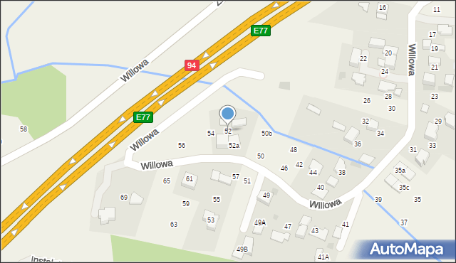 Modlniczka, Willowa, 52, mapa Modlniczka