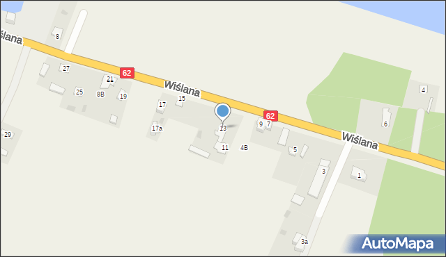 Modzerowo, Wiślana, 13, mapa Modzerowo