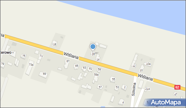 Modzerowo, Wiślana, 16, mapa Modzerowo