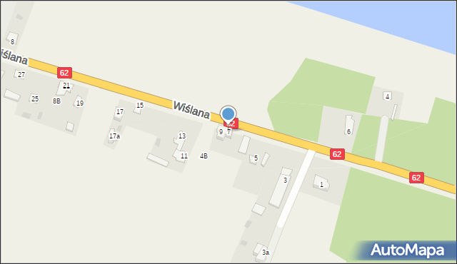 Modzerowo, Wiślana, 7, mapa Modzerowo