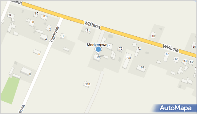 Modzerowo, Wiślana, 79, mapa Modzerowo