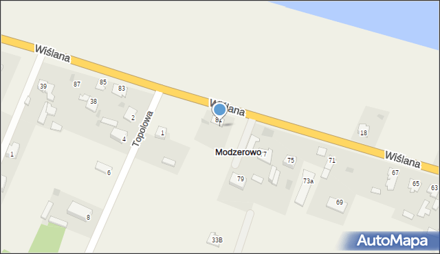Modzerowo, Wiślana, 81a, mapa Modzerowo