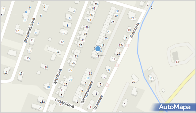 Mokronos Dolny, Winogronowa, 13, mapa Mokronos Dolny