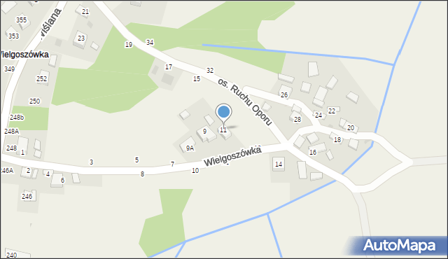 Mokrzyska, Wielgoszówka, 11, mapa Mokrzyska