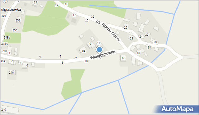 Mokrzyska, Wielgoszówka, 12, mapa Mokrzyska