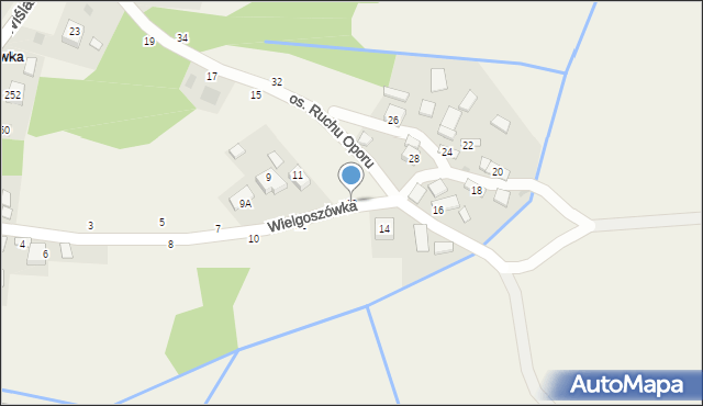 Mokrzyska, Wielgoszówka, 13, mapa Mokrzyska