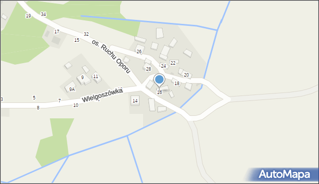 Mokrzyska, Wielgoszówka, 16, mapa Mokrzyska