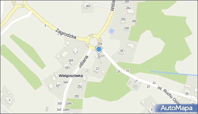 Mokrzyska, Wielgoszówka, 21, mapa Mokrzyska