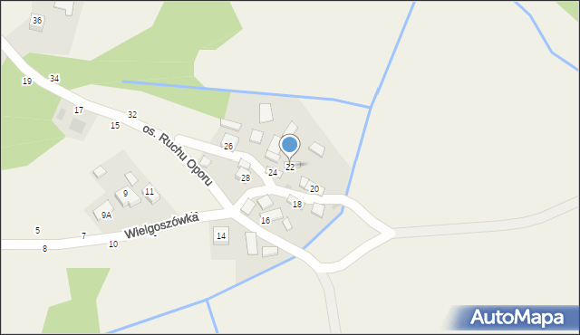 Mokrzyska, Wielgoszówka, 22, mapa Mokrzyska