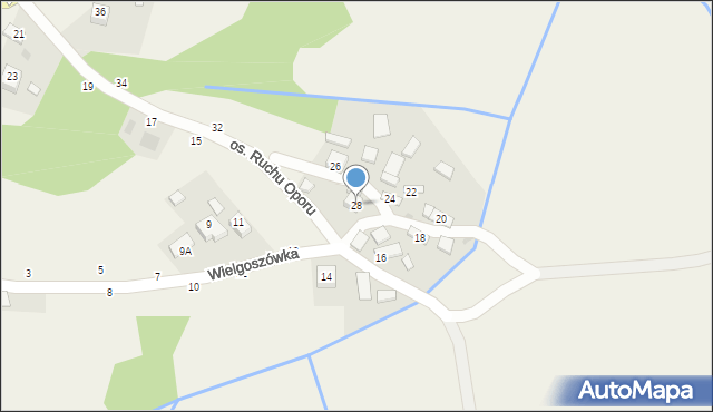 Mokrzyska, Wielgoszówka, 28, mapa Mokrzyska