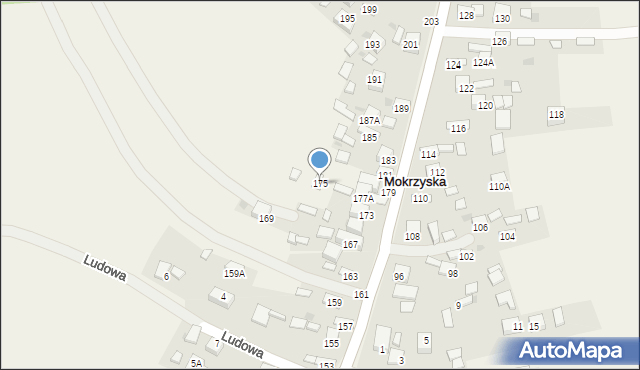 Mokrzyska, Wiślana, 175, mapa Mokrzyska