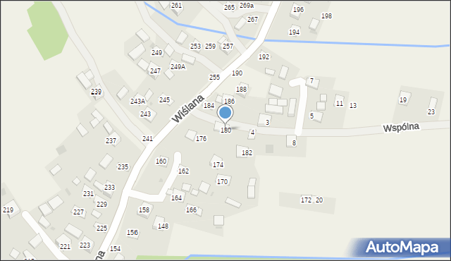 Mokrzyska, Wiślana, 180, mapa Mokrzyska