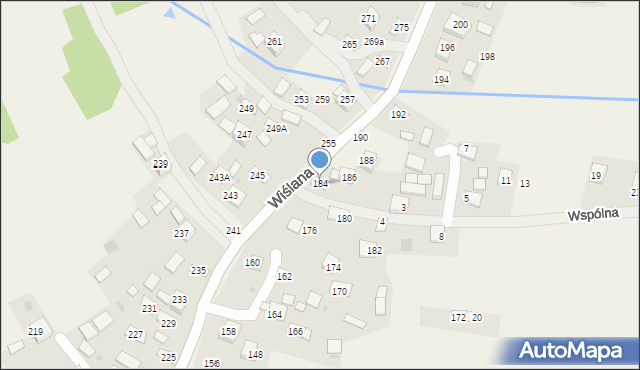 Mokrzyska, Wiślana, 184, mapa Mokrzyska