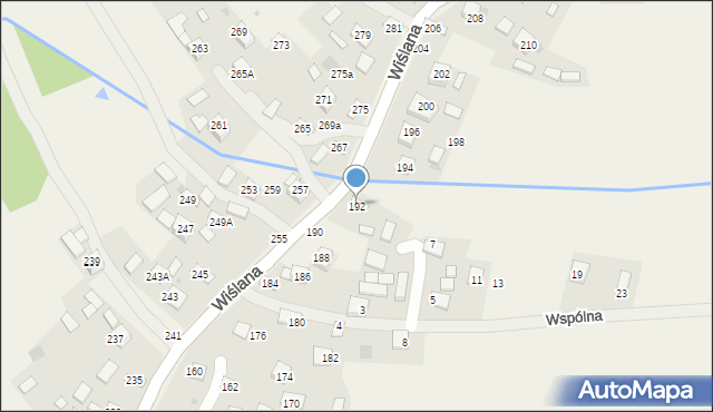 Mokrzyska, Wiślana, 192, mapa Mokrzyska