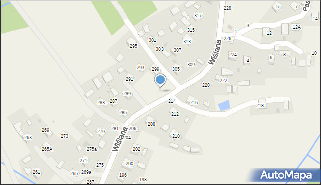 Mokrzyska, Wiślana, 297, mapa Mokrzyska