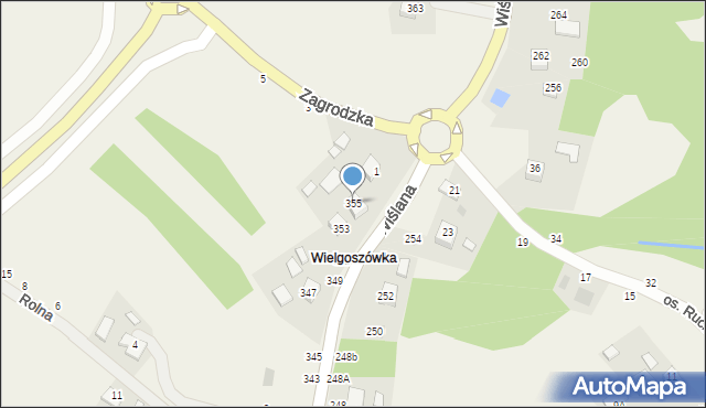Mokrzyska, Wiślana, 355, mapa Mokrzyska
